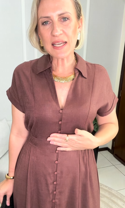 Vestido em Linho Marrom